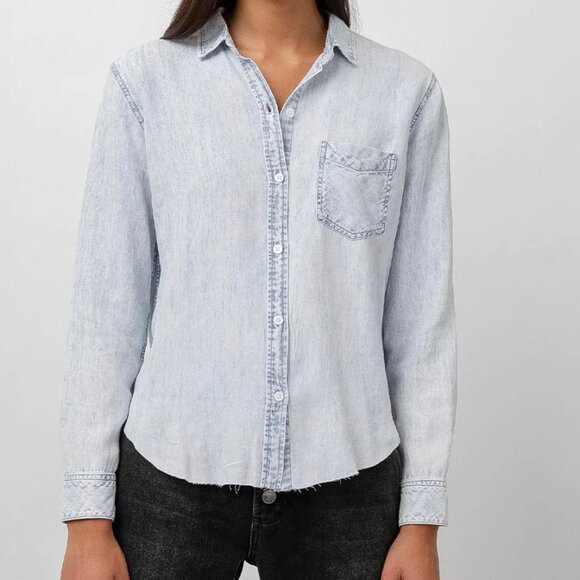 Rails Ingrid Raw Hem Shirt Light Acid Wash - Picture 2 of 11